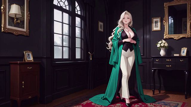 Blonde Goddess in Green: Sultry Contrast on Silk Sheets