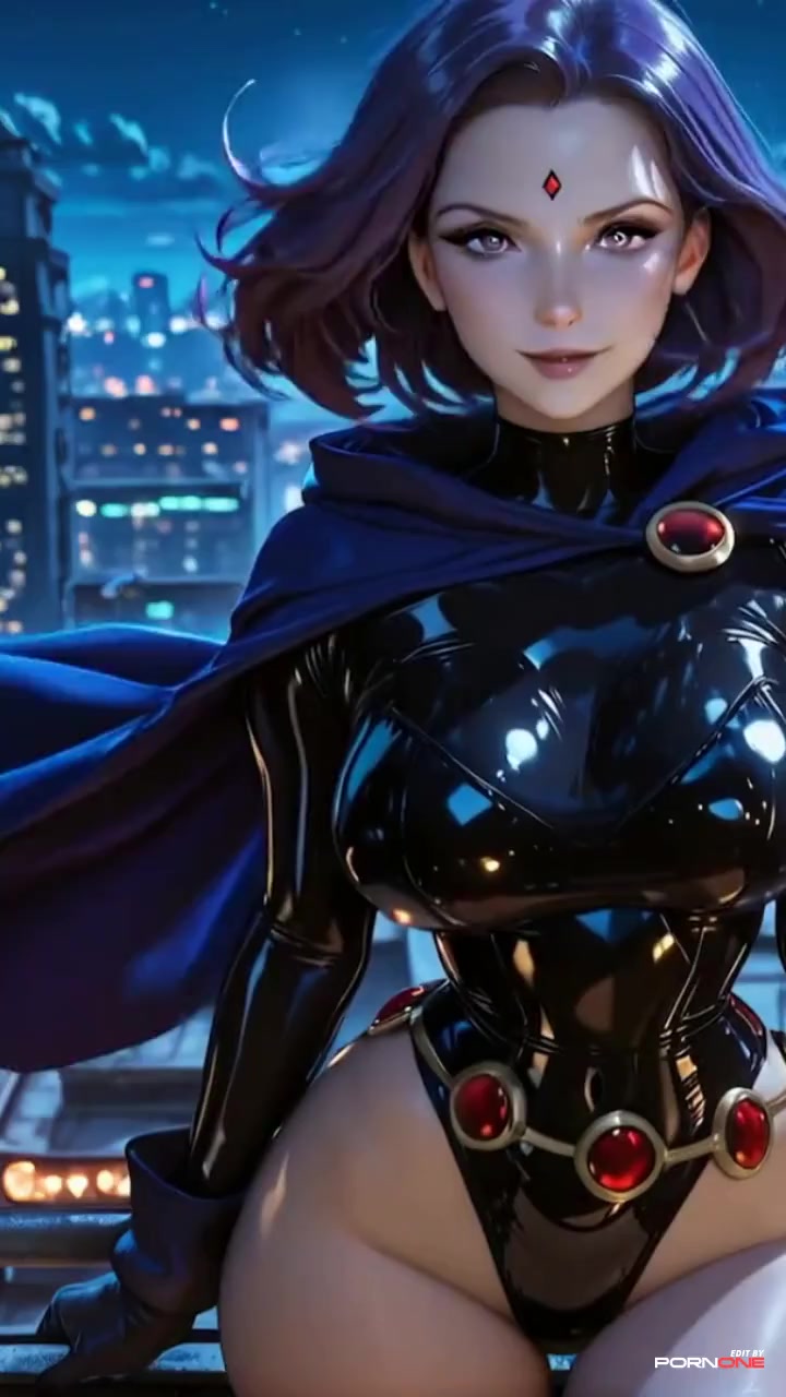 raven tits get covered in cum after non-stop riding over the city ai animation  - Short by pornone.com