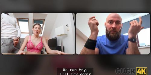 Cuck4K. The Horny Bitch Cant Control Herself And Starts Fucking Right In Front Of Her Bf (Angelo Godshack)
