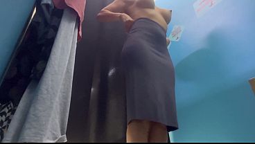 Dressing room&period; Hidden camera&period; Girl with big tits and big nipples