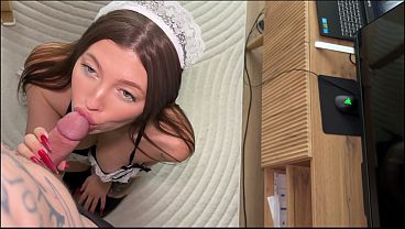 "Are you real maid&quest;" She was too slutty and asked for hard cock