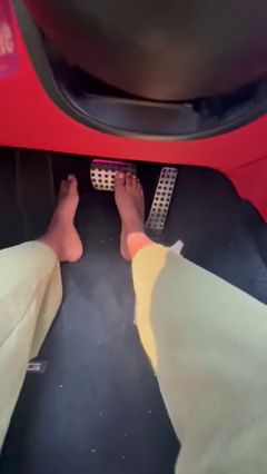 Barefoot Driving Tease with Cute Feet in POV