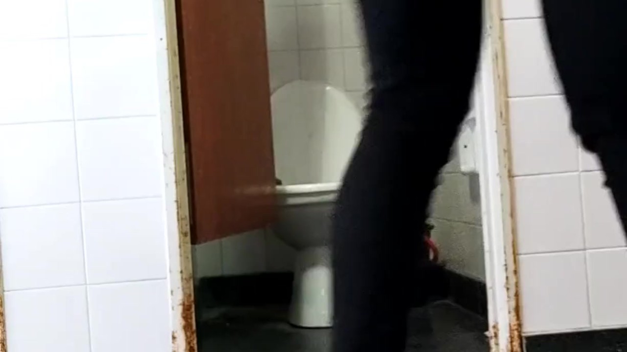 Public Bathroom Mess with a Naughty Girl