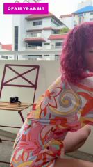RISKY BALCONY VIBRATOR PLAY! 🏙️ Petite Babe outdoors 💦🤫