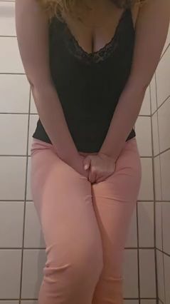 desperately wetting pink pants