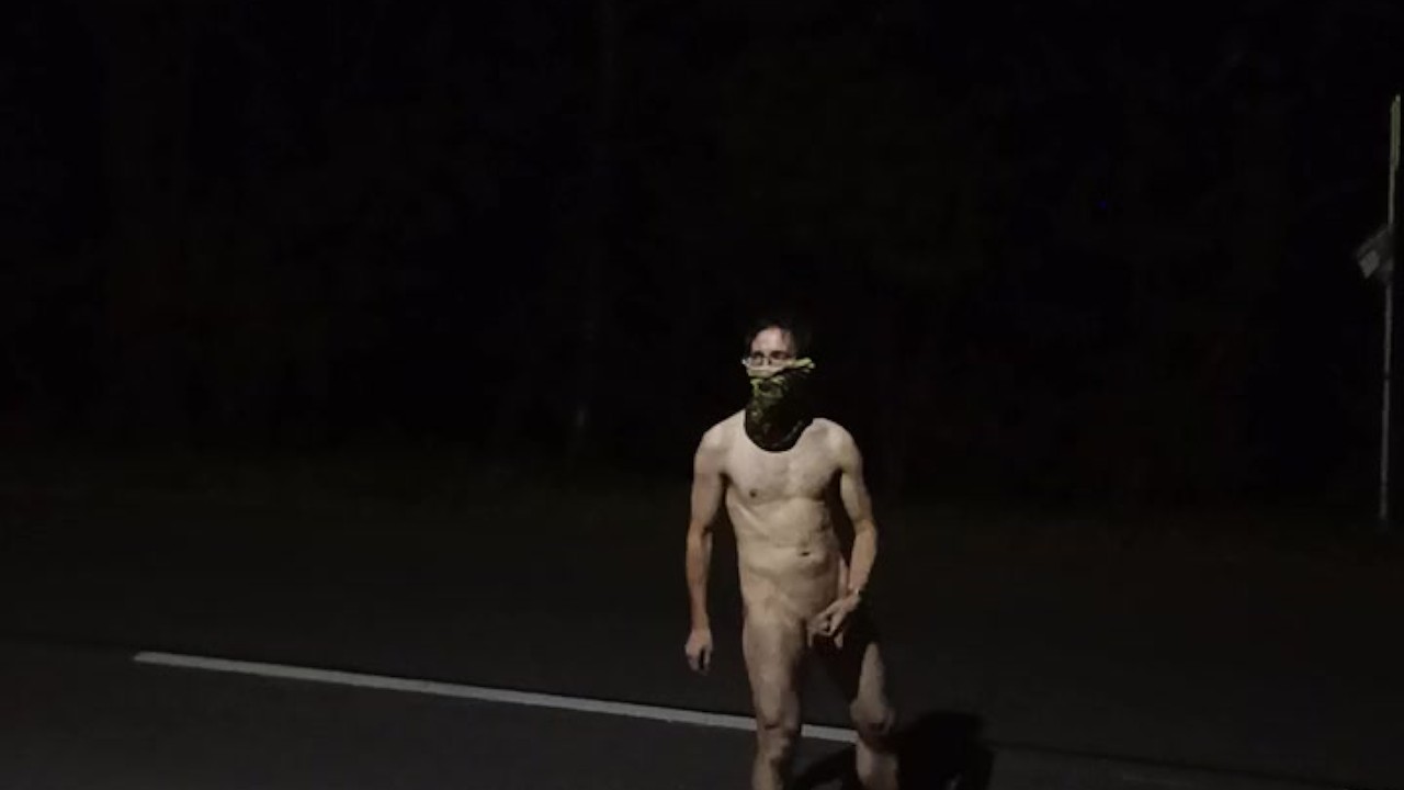 Exhibitionist Guy Takes Risks Undressing in the Dark Fully Naked