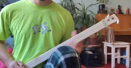 Playing On A Two-String DIY Guitar