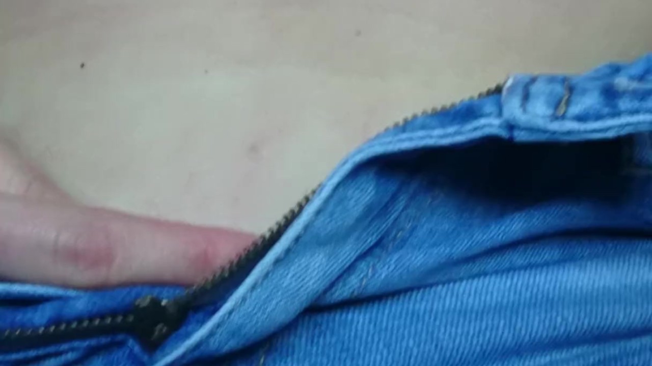 Big Belly Rubbing in Tight Jeans: Sensual Delight