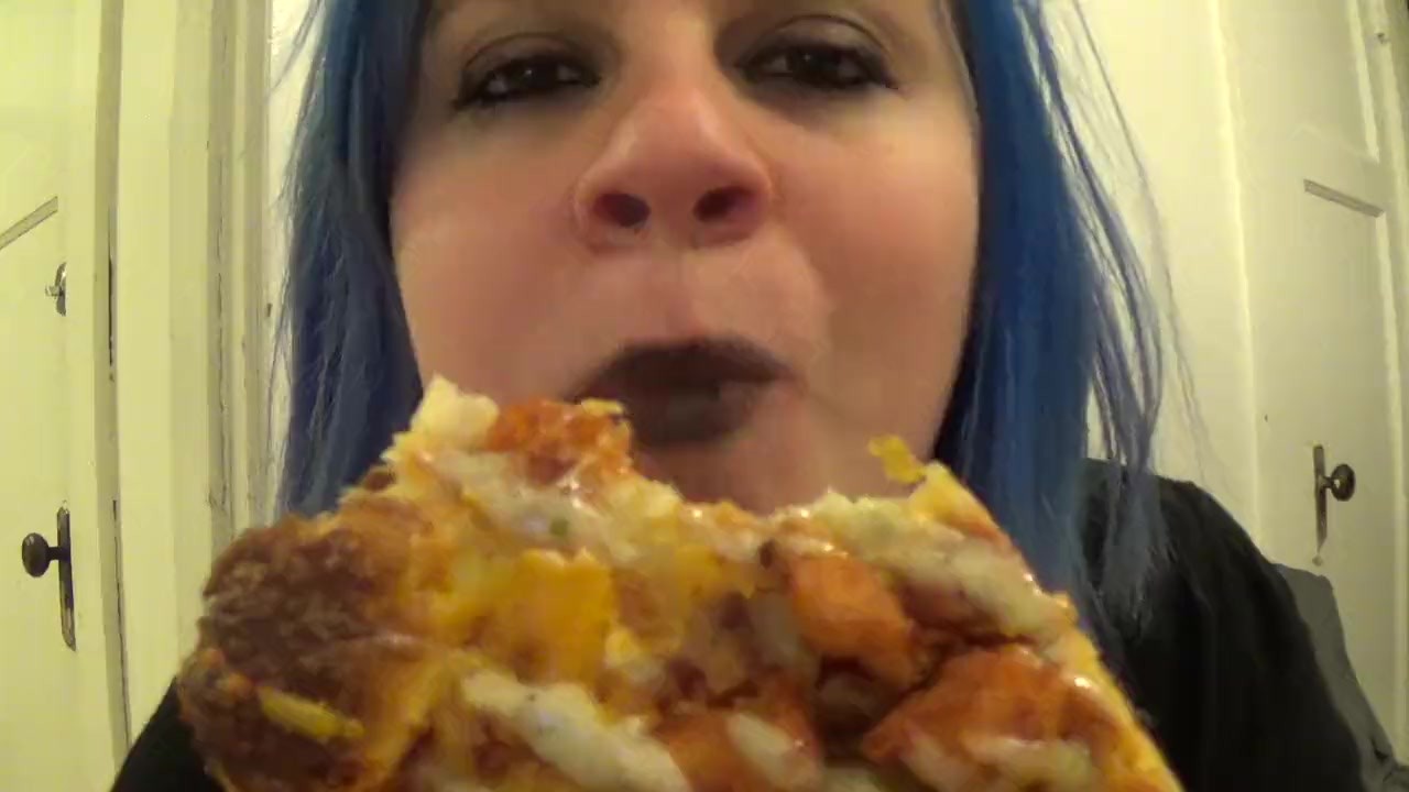 Goth Girl's Pizza Feast After Getting Stoned