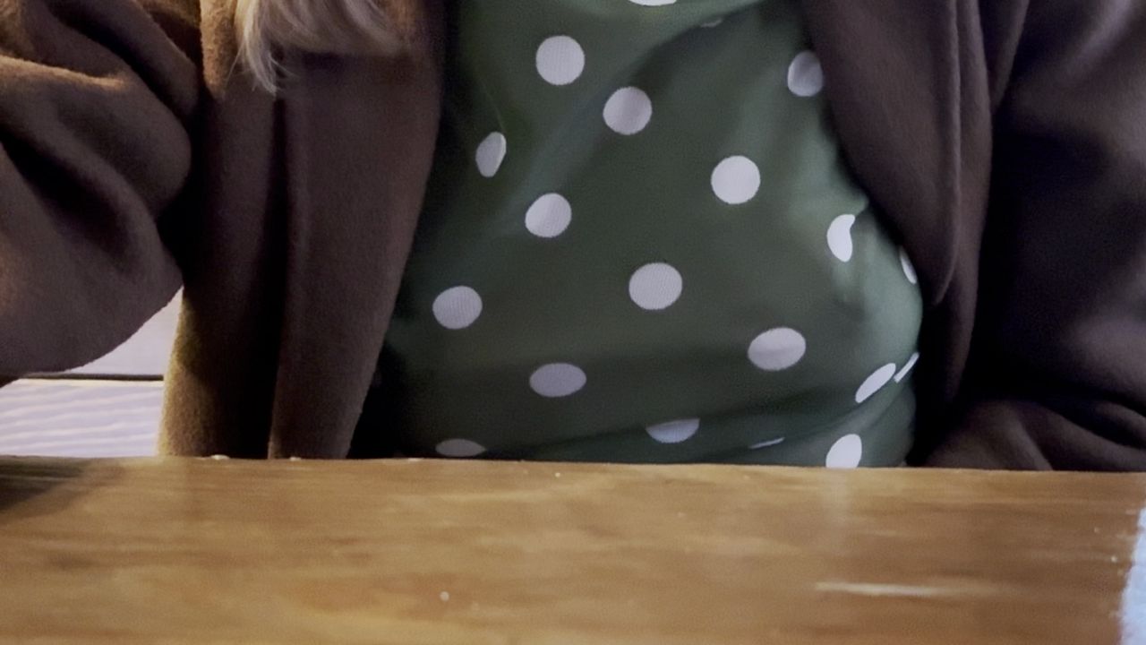Teasing people with my nipples in a sheer blouse in a restaurant having dinner