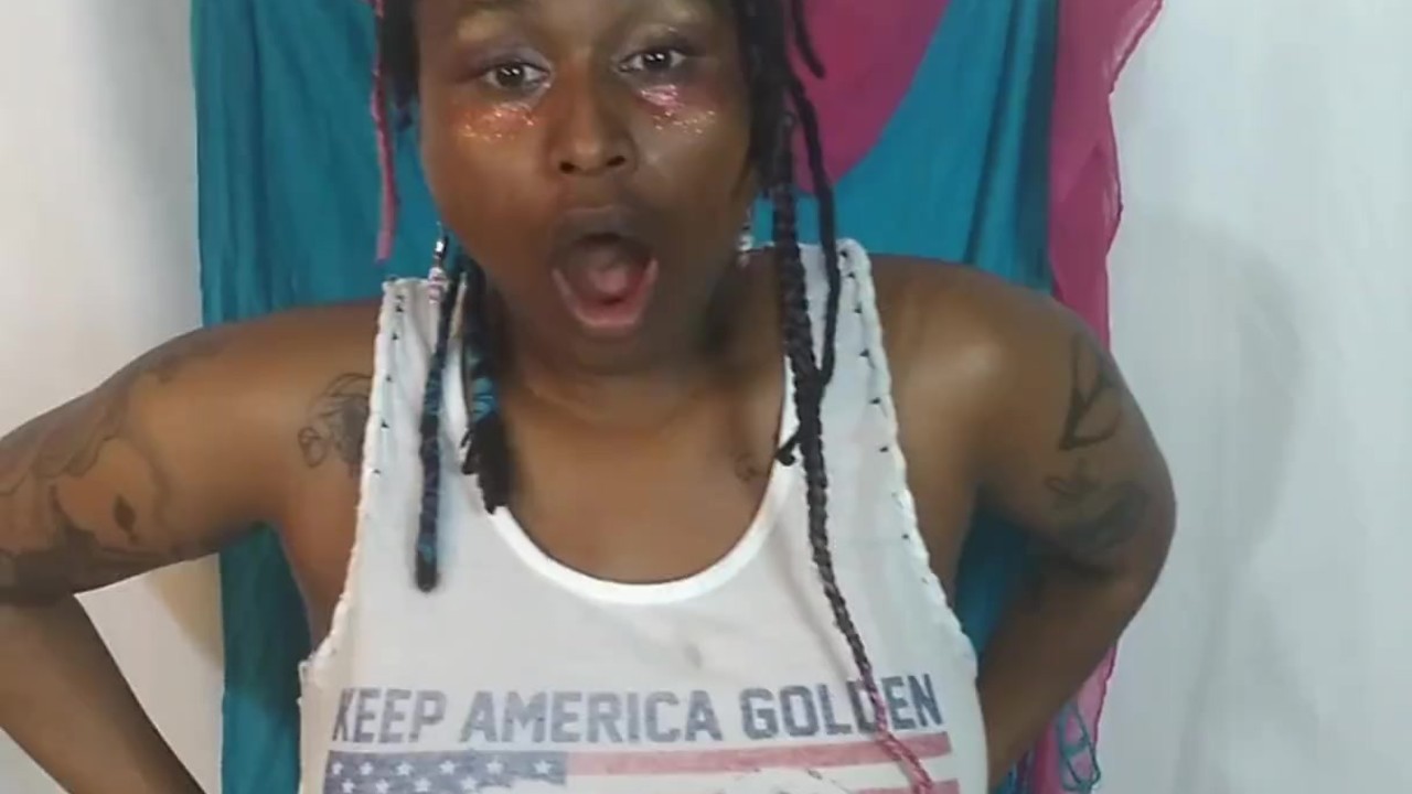 Thicc Ebony w/Fat Jiggly Ass and Tits Strips Down for Solo Play
