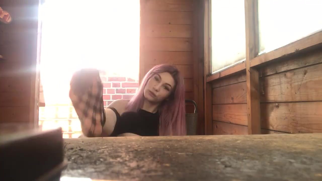 Smoking Hot Foot Tease with Fishnet Socks